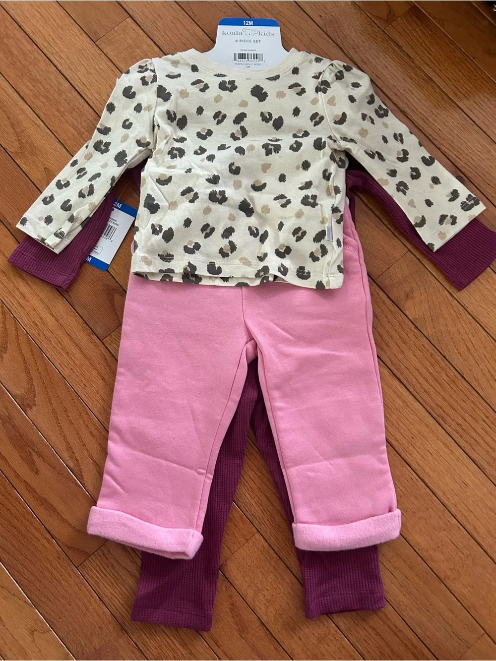 Koala Kids 4-piece Set Purple violet Rose Baby Girl 12 Months NWT